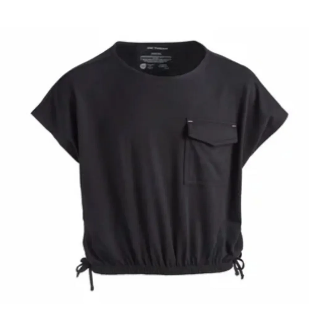 Epic Threads Black Boxy Crop T-Shirt with Cap Sleeves